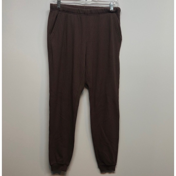 Aerie Waffle Joggers Women's S/P chocolate brown sweat pants thermal EUC - Picture 15 of 15